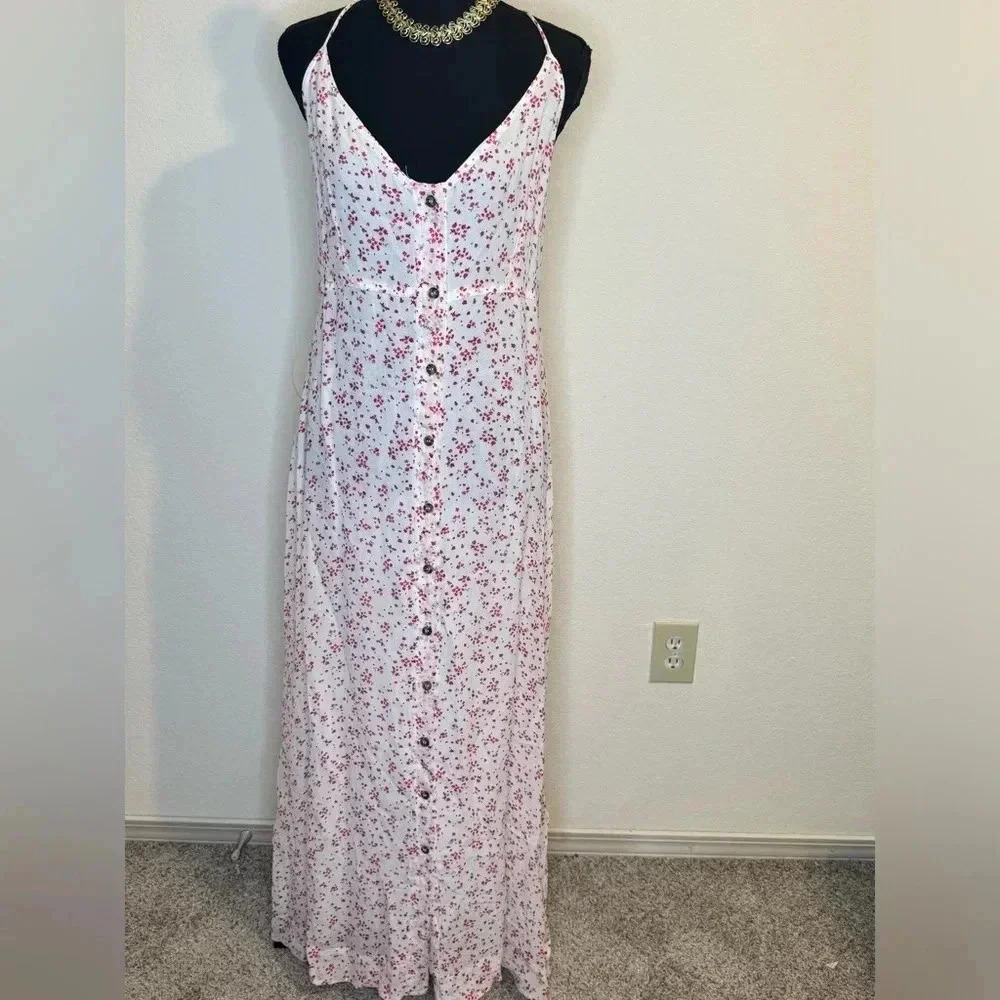 GANNI GEORGETTE MIDI DRESS - WHITE CALICO FLORAL PRINT